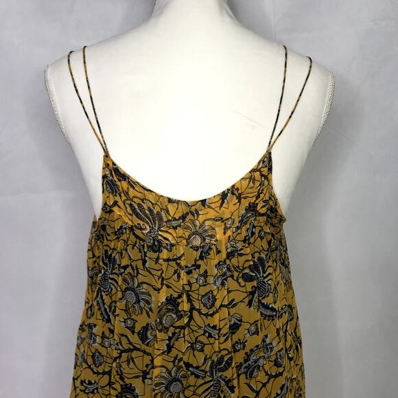 Isabel Marant Etoile yellow / blue silk abstract floral print hi-low tank top - Picture 7 of 10